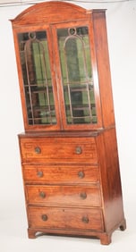 Handsome English George III Inlaid Mahogany Secretary Book Case