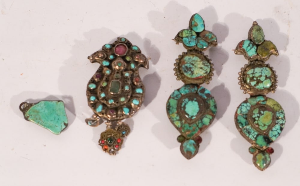 Collection Antique Chinese Tibetan Silver & Turquoise Jewelry (1 of 3)