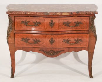 Fine Antique French Marble Top Kingwood Chest