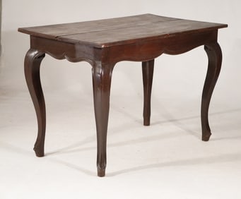Handsome Antique French Walnut Carved Harvest Table or Desk
