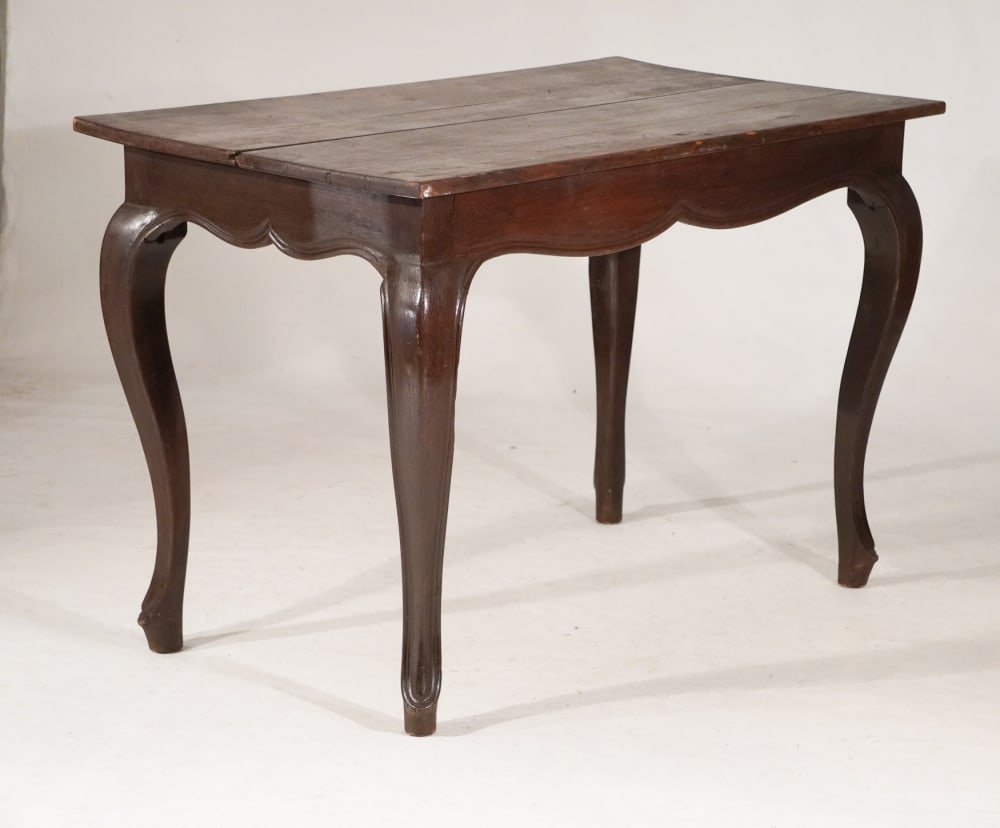 Handsome Antique French Walnut Carved Harvest Table or Desk (1 of 3)