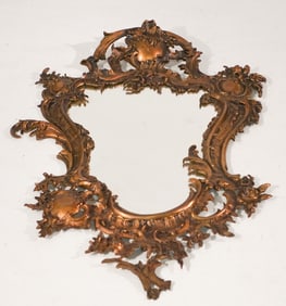 Rococo Style Cast Iron & Gilt Looking Glass