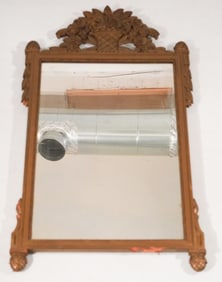 Charming French Fruitwood Carved Looking Glass