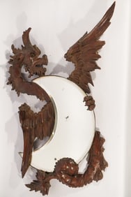 Exceptional Antique French Aesthetic Movement Carved Walnut Looking Glass