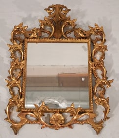 Very Fine Antique Italian Rococo Carved & GiltLooking Glass