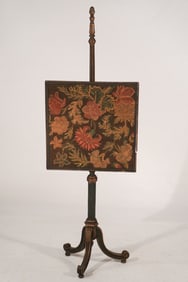 Exceptional French Empire Carved & Polychrome Needlepoint FireScreen