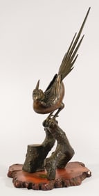 Excellent Antique Japanese Meiji Bronze Sculpture of Pheasant