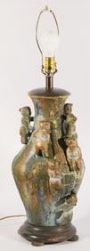 Antique Chinese Earthenware Figural Pottery Glazed Urn