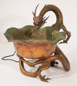 Exceptional Antique Japanese Meiji Bronze Water Basin/Fountain