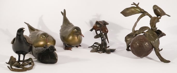 Antique Japanese Meiji Period Bronze Bird Figures
