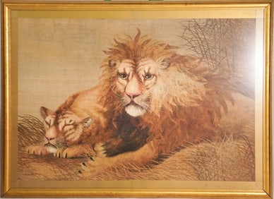 Antique Japanese Needlework Picture Wall Hanger