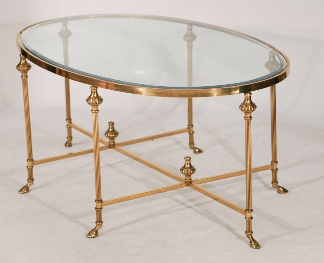 Handsome Art Deco Brass Glass Top Coffee Table (1 of 3)