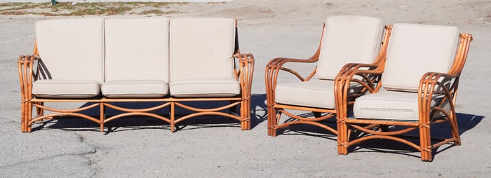 Set Mid Century Deco Bamboo Rattan Furniture