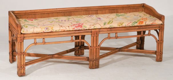 Mid Century Art Deco Bamboo Window Seat or Bench