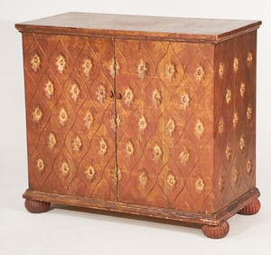 Fine Art Deco Carved & Polychrome Side Cabinet