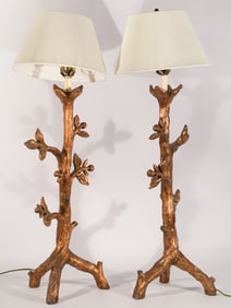 Very Handsome Pair Designer Gilded Table Lamps
