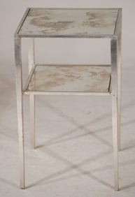 Mid Century Deco Mirrored & Gilded Iron Side Table