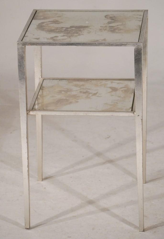 Mid Century Deco Mirrored & Gilded Iron Side Table (1 of 2)