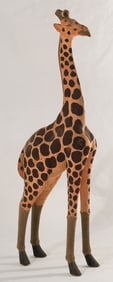Charming Vintage Carved & Painted Wood Giraffe