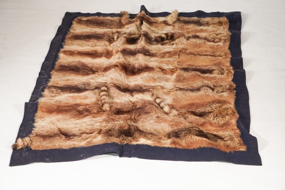 Vintage Custom Made Natural Raccoon Skin Rug (1 of 4)