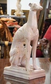 Fine Antique Italian Majolica Pottery Seated Hound