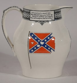 Highly Important & Rare Confederate Wedgewood Porcelain Pitcher