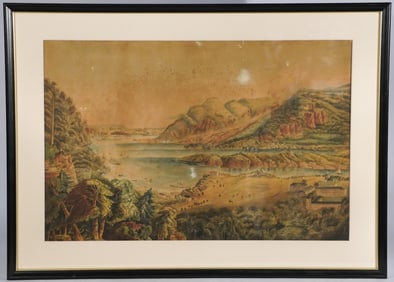 Hudson River School 19th Century Watercolor West Point Military Academy