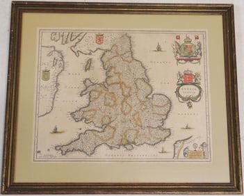 17th Century Engraved Map of England Anglia Regnum
