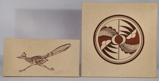 Two Western Native American Sun Paintings