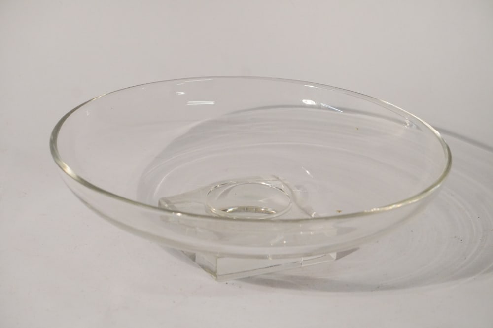 Art Deco Blown Glass Centerpiece or Bowl by Libbey: Mid 20th century. Having fine form and in well kept condition. Signed at the underside. W12" H3 1/2" Sold from the collection of an Amelia Island, Florida Lady and Gentleman.