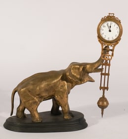 Vintage Continental Free Swing Brass Elephant Clock