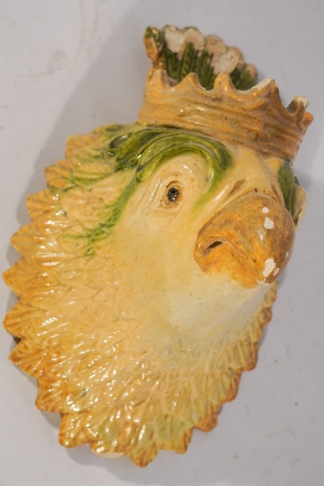 Interesting Antique European Sculptural Majolica Pottery Wall Pocket (1 of 3)