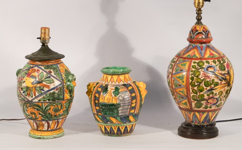 Fine Collection Antique Italian Sgraffito Majolica Pottery Urns (1 of 5)