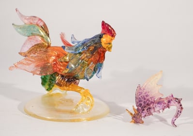 Two Vintage Hand Blown Murano Glass Sculptures
