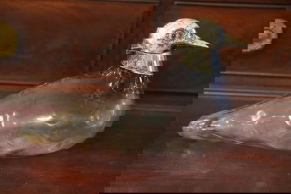 Austrian Blown Glass & Silver Lifesize Dove Decanter