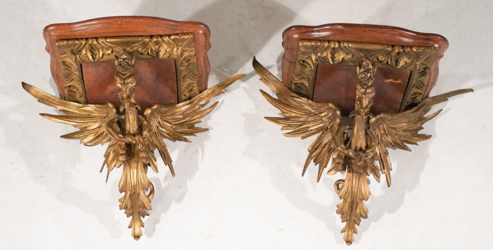 Pair French Neoclassical Gilt Bronze Wall Sconces (1 of 12)