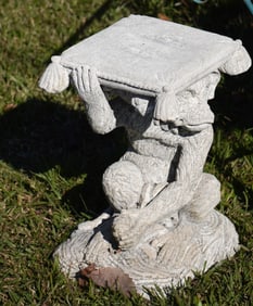 Club Style Figural Cast Stone Monkey Side Table