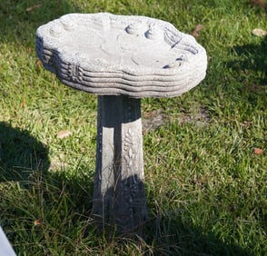 Handsome Antique Cast Stone Garden Bird Bath
