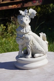 Deco Parian Porcelain Sculpture Seated Dog Made of Fruit & Vegetables