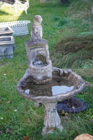 Fine Vintage Cast Stone Neoclassical Style Garden Fountain Bird Bath
