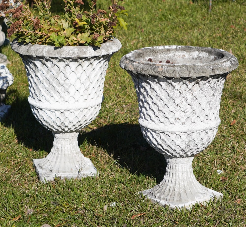 Fine Pair Classical Style Cast Stone Garden Urns (1 of 2)