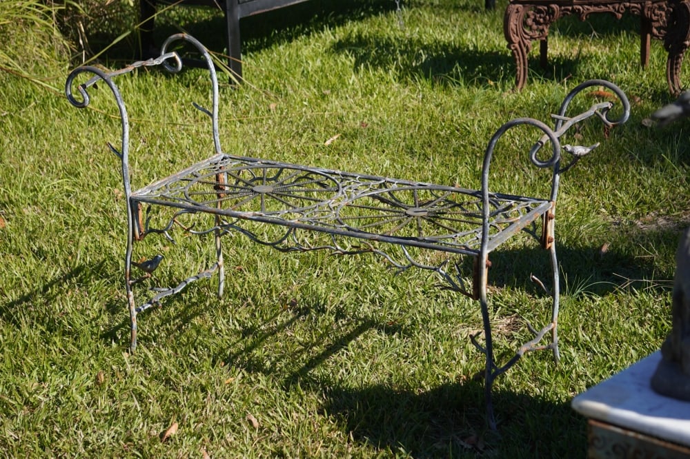 Charming Art Deco Iron Garden Window Seat or Bench (1 of 2)