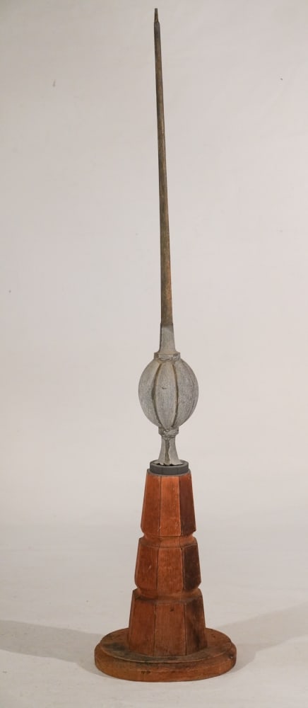 Excellent Antique Copper or Zinc Architectural Finial on Wood Stand (1 of 2)