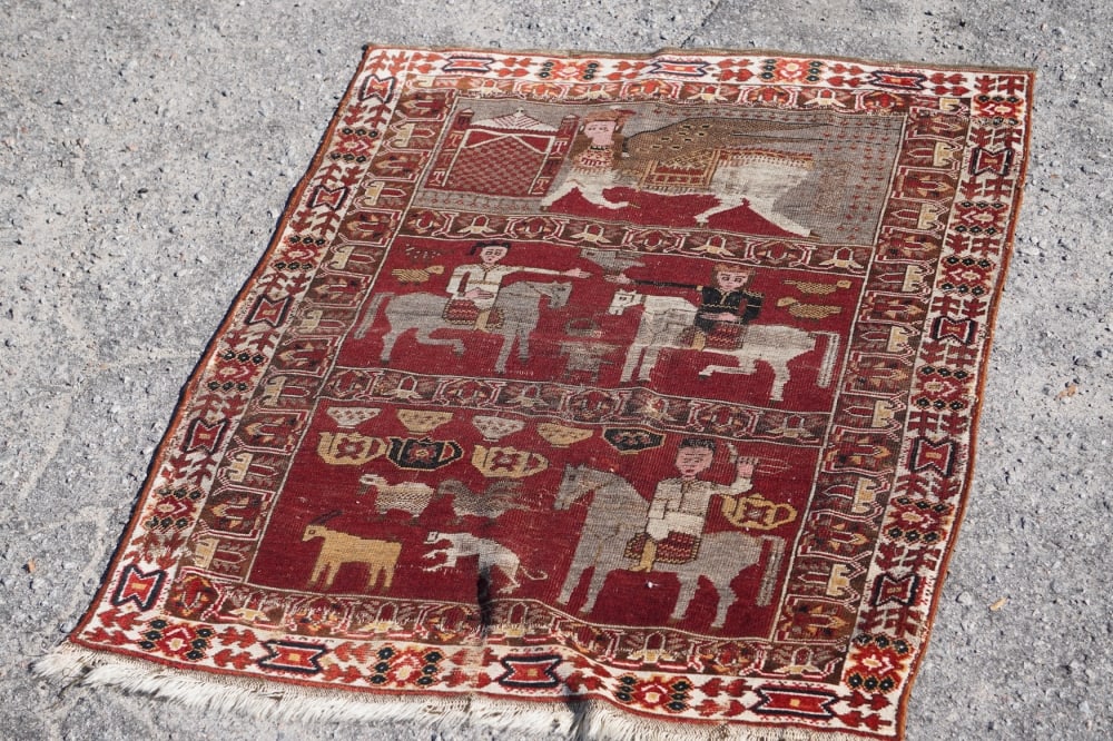 Antique Persian Tribal Pictorial Carpet (1 of 3)
