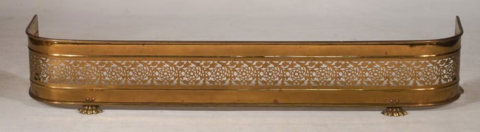 Antique English Regency Brass Fire Fender