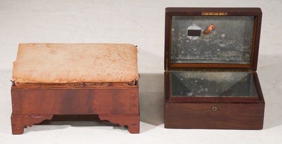 Hepplewhite Mahogany Cigar Box & Foot Stool