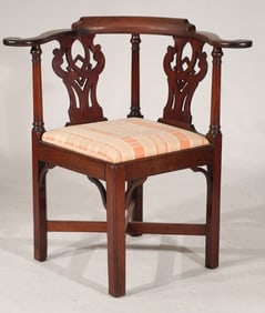 Very Handsome English or American Chippendale Mahogany Corner Chair