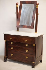 Handsome American Classical Figured Mahogany Dressing Bureau or Chest