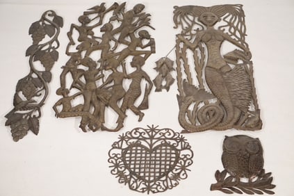 Collection Various Haitian Metal Work Wall Hangers