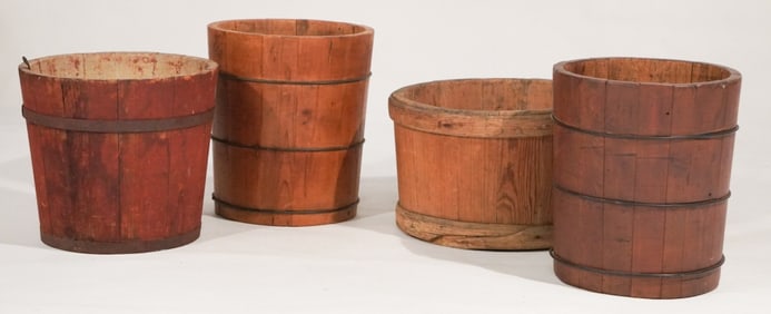 Collection Antique American Backcountry Wooden Buckets